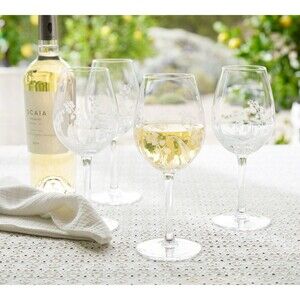 Monique Lhuillier & Pottery Barn Wine Glass Glasses Clear Set of 4 NEW NIB